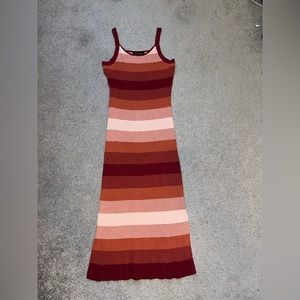Banana Republic Striped Midi Dress in Burgundy, Rust, Pink